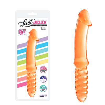 LUST JELLY DOUBLE DONG 9.5" - ORANGE - One Stop Adult Shop