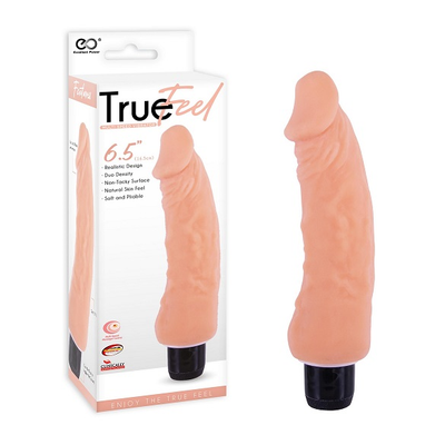 True Feel 6.5" Realistic Vibrator Flesh - One Stop Adult Shop