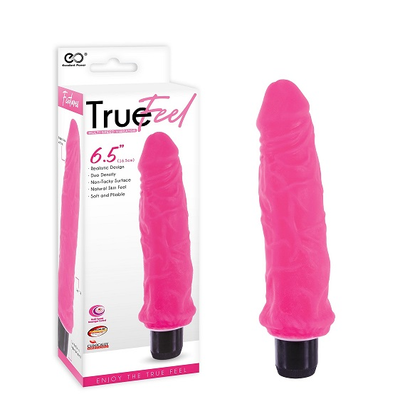 True Feel 6.5" Realistic Vibrator Pink- One Stop Adult Shop