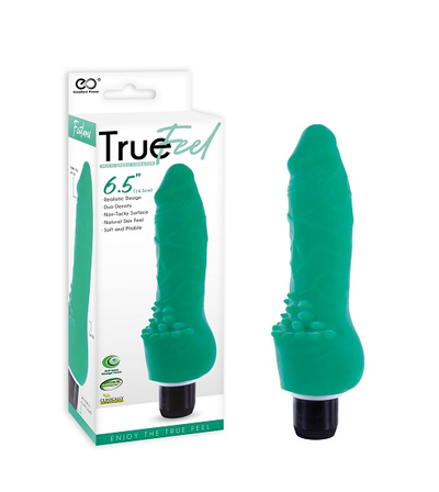 True Feel 6.5" Realistic Vibrator Green - One Stop Adult Shop