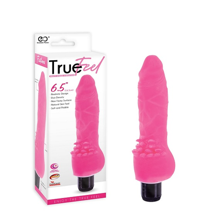 True Feel 6.5" Realistic Vibrator Pink - One Stop Adult Shop