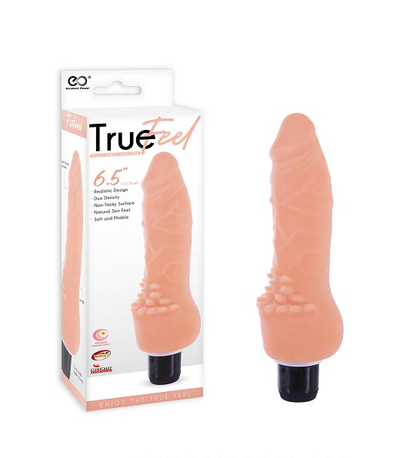 True Feel 6.5" Realistic Vibrator Flesh - One Stop Adult Shop