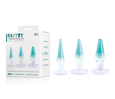 Glitzy Trainer 3 In 1 Dong 5" Kit Blue - One Stop Adult Shop