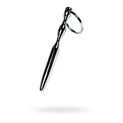 Silver Metal Bullet Shaped Urethral Plug w Ring - One Stop Adult Shop