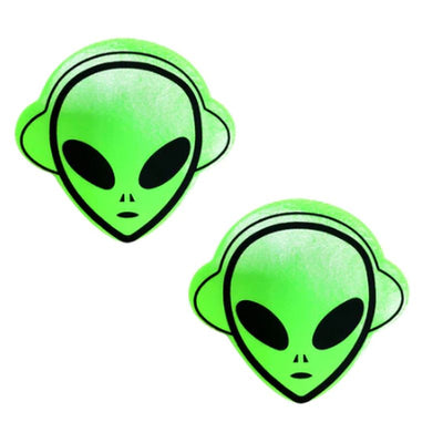 Neon Green Blacklight Alien Pasties - One Stop Adult Shop