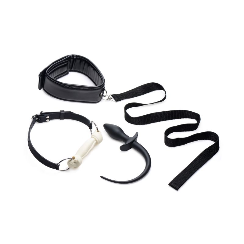 Puppy Play Set inc Gag, Plug, & Collar Black - One Stop Adult Shop