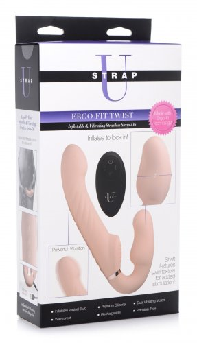 Strap U Ergo-Fit Twist Inflatable Vibrating Strapless Strap-on Bare - One Stop Adult Shop