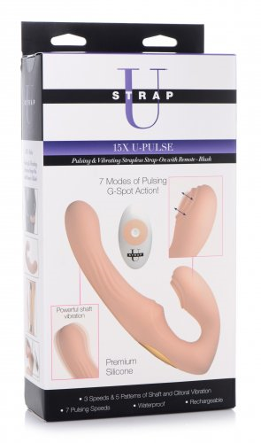 Strap U 15X U-Pulse Pulse & Vibe Strapless Strap-on w/ Remote Blush - One Stop Adult Shop