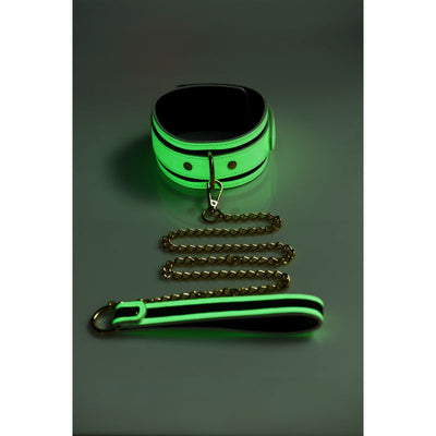 Kink in the Dark Glowing Collar & Lead Flouro Green - One Stop Adult Shop