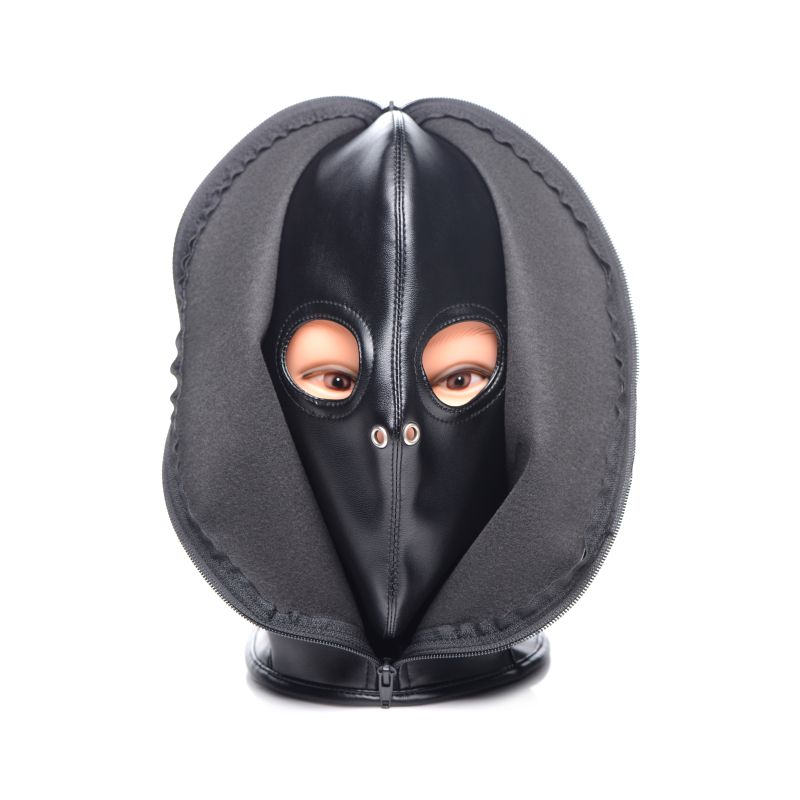 Zip Front Bondage Hood Black - One Stop Adult Shop