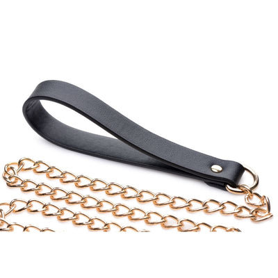 Leashed Lover Black/Gold Chain Leash - One Stop Adult Shop