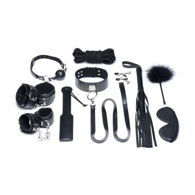 Deluxe 10 Piece Bondage Set Black - One Stop Adult Shop