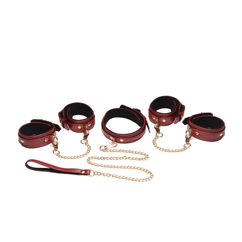 6 Pc Bondage Set Burgundy - One Stop Adult Shop