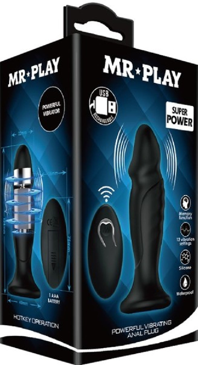 Powerful Vibrating Anal Plug (Black) - One Stop Adult Shop