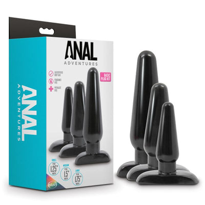 Anal Adventures 3Pc Basic Plug Kit Black - One Stop Adult Shop