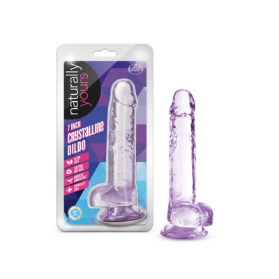 Naturally Yours 7" Crystaline Dildo Amethyst - One Stop Adult Shop