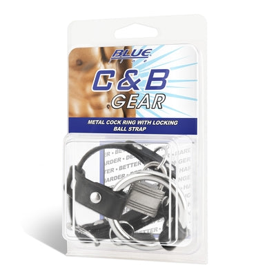 Metal Cock Ring With Locking Ball Strap - One Stop Adult Shop