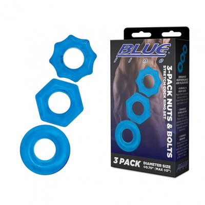 3-Pack Nuts & Bolts Stretch Cock Ring Set - One Stop Adult Shop