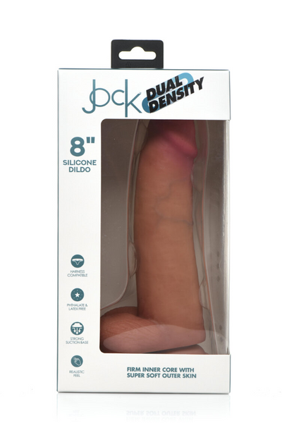 Jock 8" Dual Density Silicone Dildo With Balls Light - One Stop Adult Shop