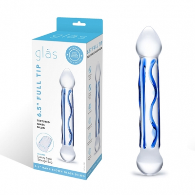 6.5" Full Tip Textured Glass Dildo - One Stop Adult Shop