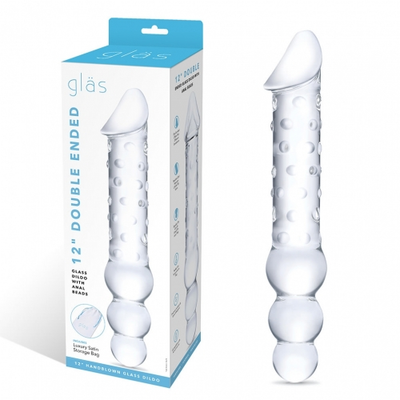 12" Double Ended Glass Dildo With Anal Beads - One Stop Adult Shop