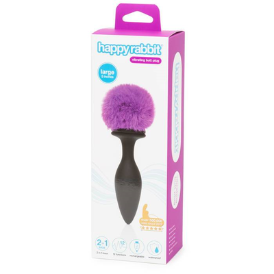 Happy Rabbit Rechargeable Vibrating Butt Plug Large Black/Purple - One Stop Adult Shop