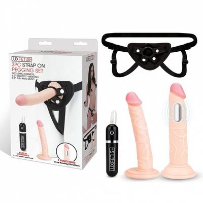 Lux Fetish  3 PC Strap-On Pegging Set - One Stop Adult Shop