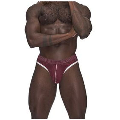 Male Power Sport Mesh Thong Burgundy - One Stop Adult Shop