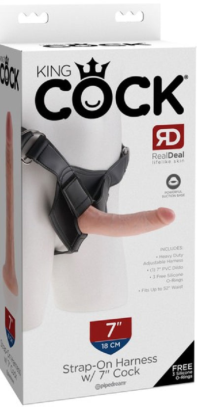 Strap On Harness With 7" Cock (Flesh) - One Stop Adult Shop