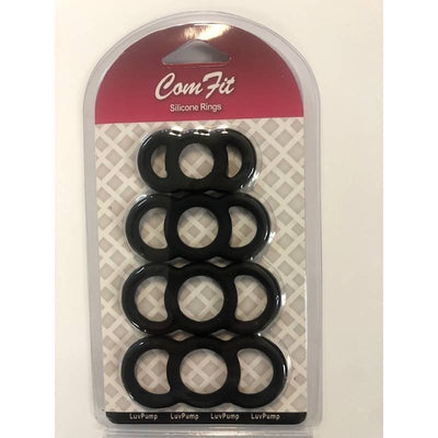 4 Pc Silicone Cock Ring Set Black - One Stop Adult Shop