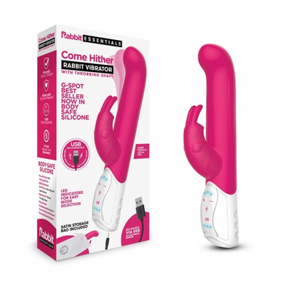 RR Rechargeable come hither G-Spot Rabbit - Hot Pink - One Stop Adult Shop