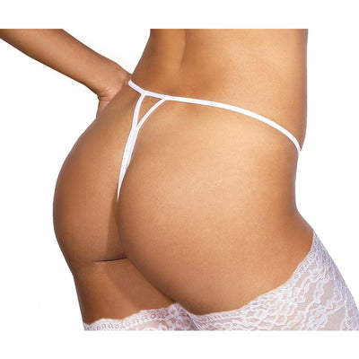 Lace Open Front G-String White - One Stop Adult Shop