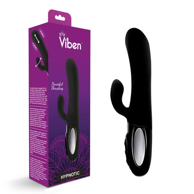 Viben Hypnotic Thrusting Rabbit Vibe w Swinging Clit Stim Black - One Stop Adult Shop