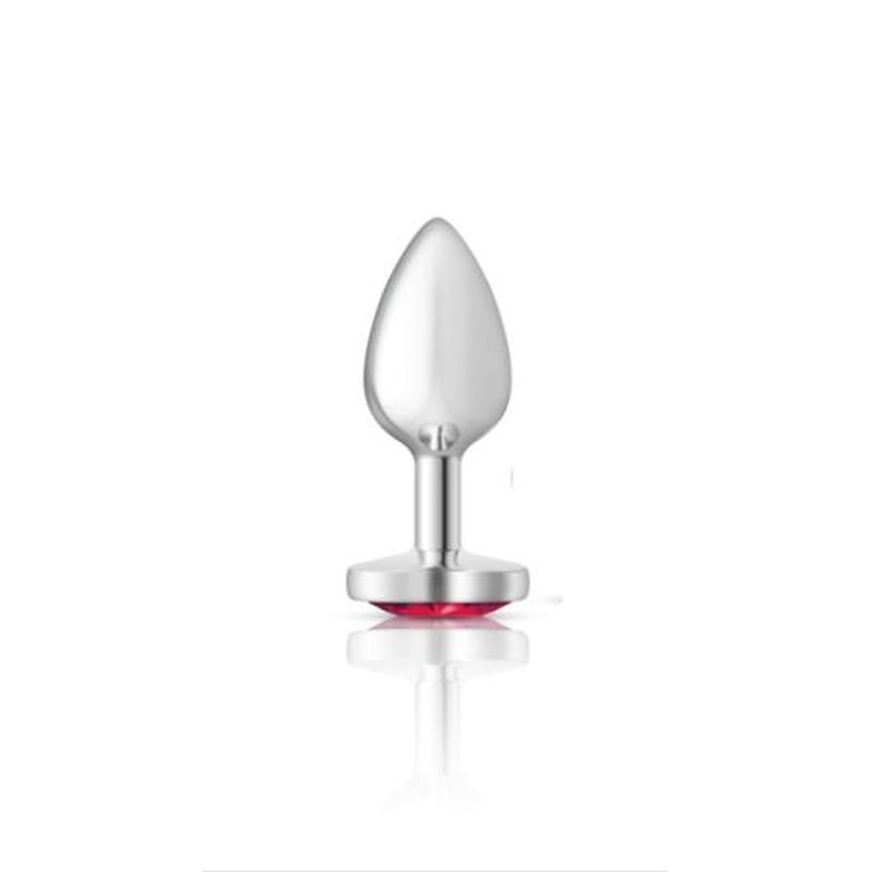 Cheeky Charms Silver Metal Butt Plug w Heart Pink Jewel Small - One Stop Adult Shop