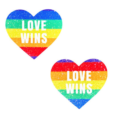 Love Wins Pride Love Heart Pasties - One Stop Adult Shop