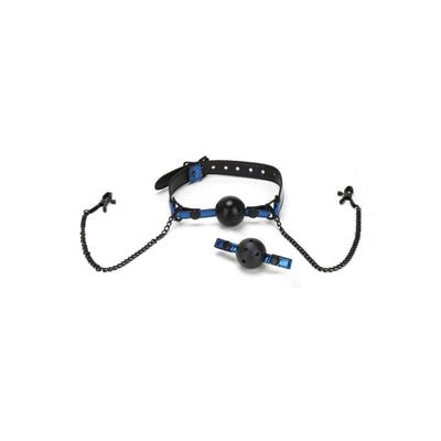 Whip Smart Diamond Ball Gag w Nipple Clips Blue - One Stop Adult Shop