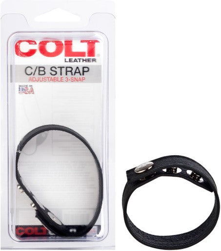 Leather C/b Strap Adjustable 3-snap - One Stop Adult Shop