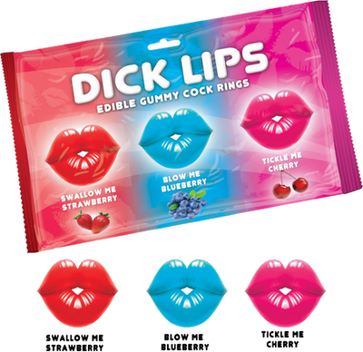 Dick Lips Gummy Cock Rings (3 Pack) - One Stop Adult Shop