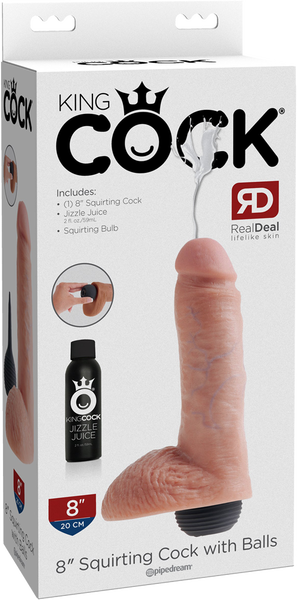 8" Squirting Cock With Balls (Flesh) - One Stop Adult Shop