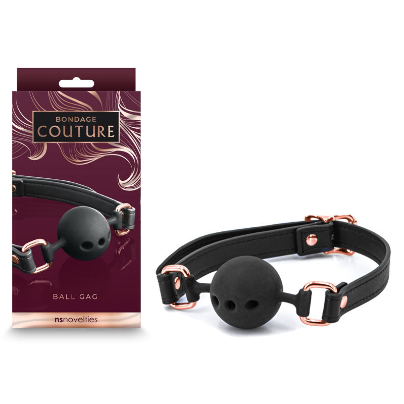 Bondage Couture Ball Gag - Black - One Stop Adult Shop