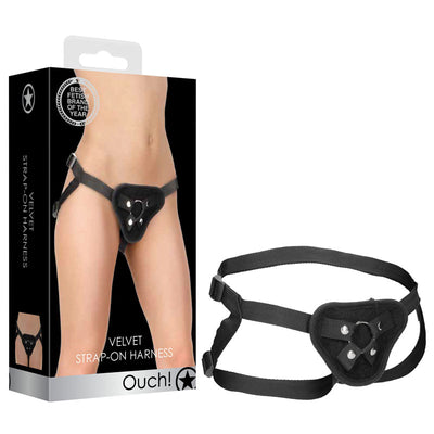 OUCH! Velvet & Velcro Adjustable Harness with O-Ring - One Stop Adult Shop