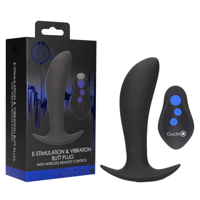 OUCH! e-Stim & Vibrating Butt Plug with Wireless Remote - One Stop Adult Shop