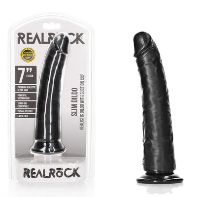 REALROCK Realistic Slim Dildo with Suction Cup - 18cm - One Stop Adult Shop