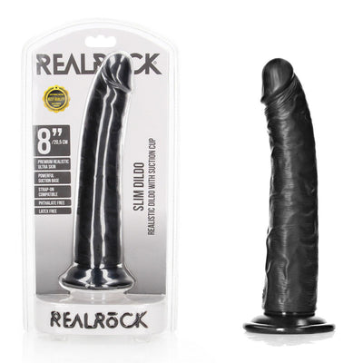 REALROCK Realistic Slim Dildo with Suction Cup - 20.5cm - One Stop Adult Shop