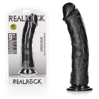 REALROCK Realistic Regular Curved Dildo with Suction Cup - 23 cm - One Stop Adult Shop
