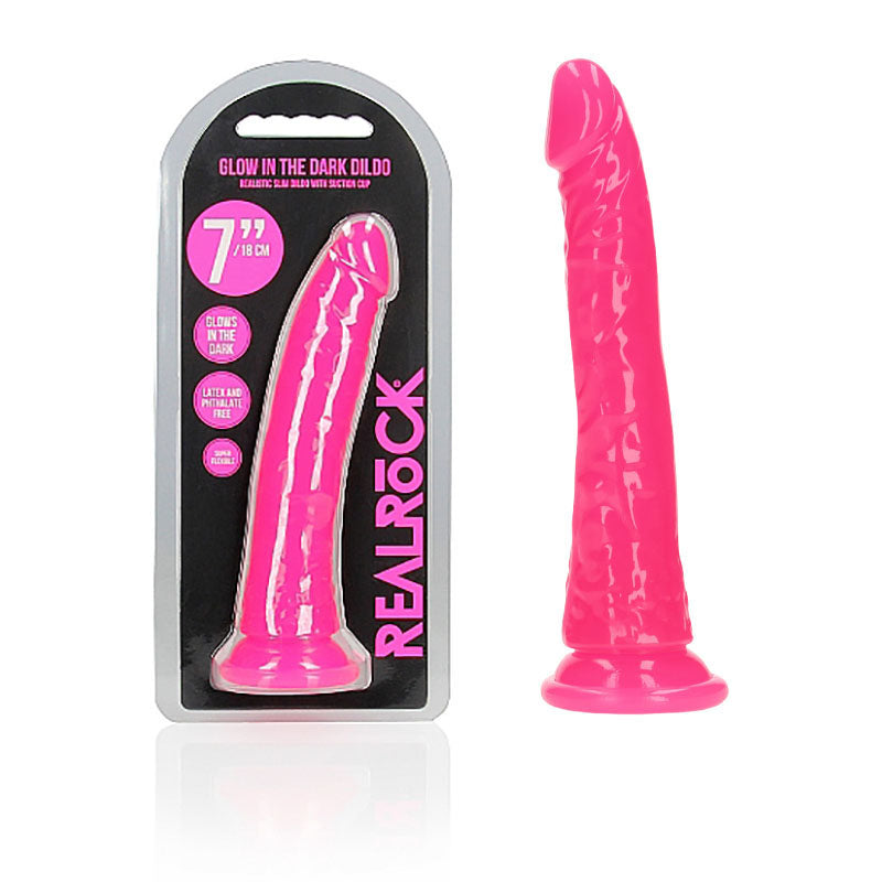 REALROCK 18 cm Slim Glow in the Dark Neon - Pink - One Stop Adult Shop