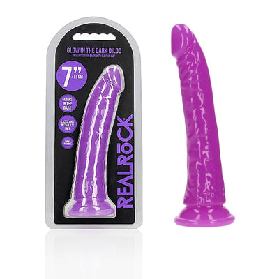 REALROCK 18 cm Slim Glow in the Dark Neon - Purple - One Stop Adult Shop