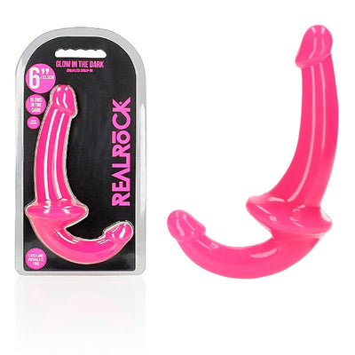 REALROCK 13.5 cm Strapless Strap-On Glow in the Dark - Pink - One Stop Adult Shop