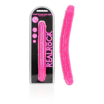 REALROCK 30 cm Double Dong Glow - Pink - One Stop Adult Shop