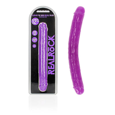 REALROCK 30 cm Double Dong Glow - Purple - One Stop Adult Shop